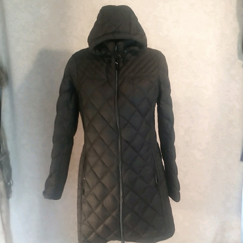 Michael Kors puffer hooded trench coat medium